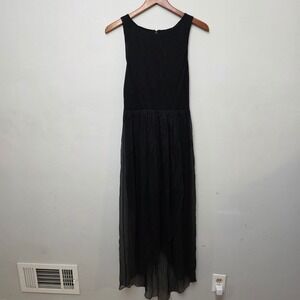 Alice Olivia Stacey Bendet Black High Low Sheer Chiffon Maxi Dress S P